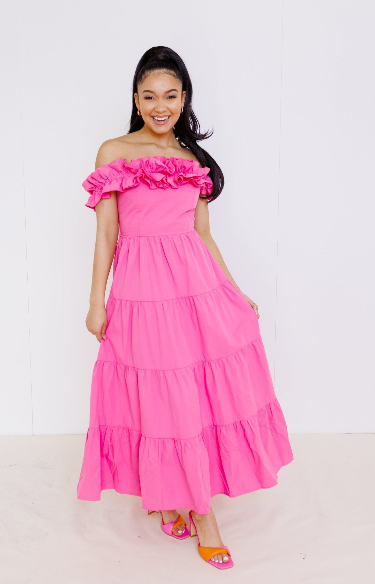 Romantic Rouge Maxi Dress, PINK - HerringStones