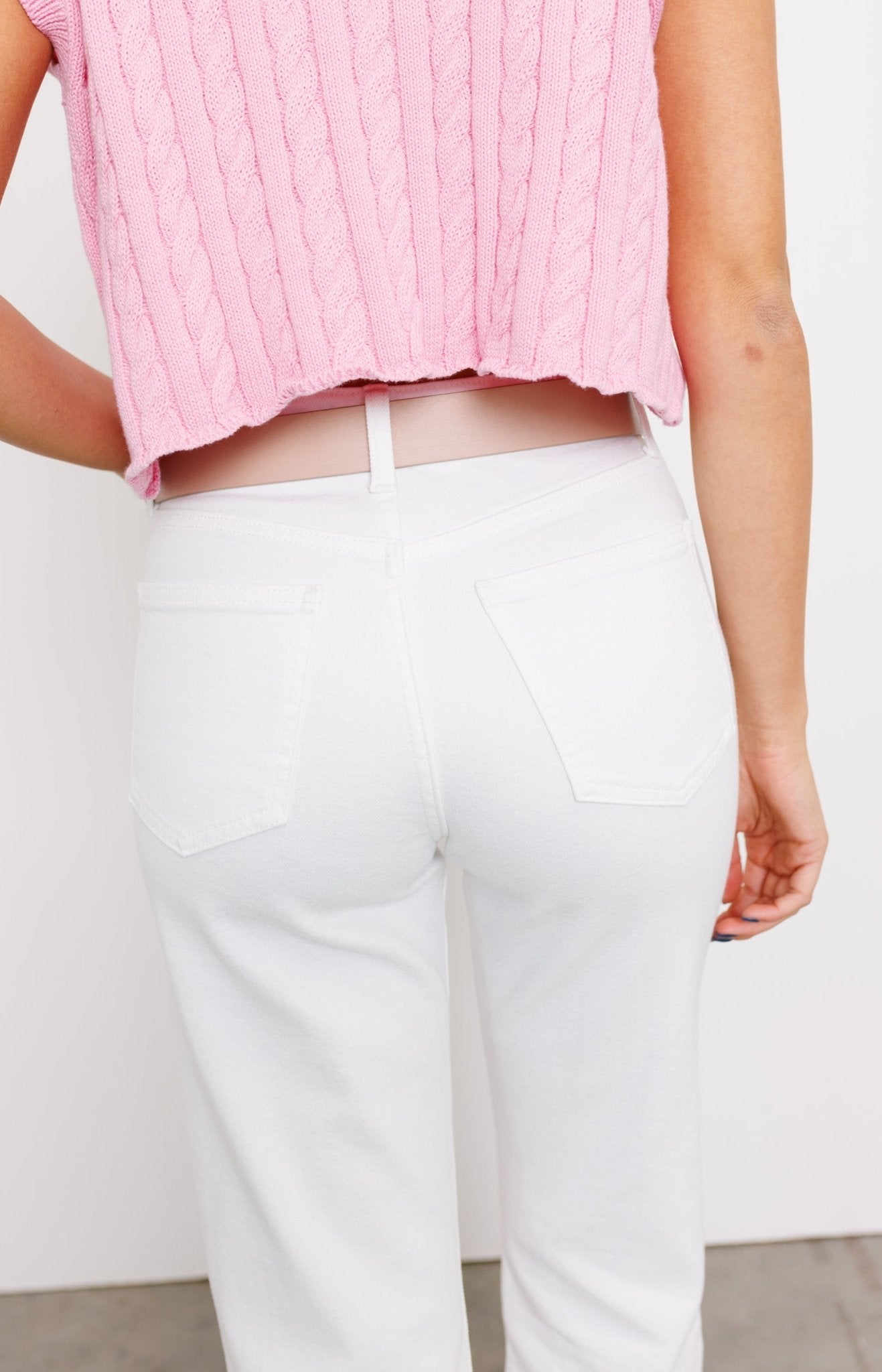 Sam Hem Detail Straight Jeans, WHITE Denim - 30