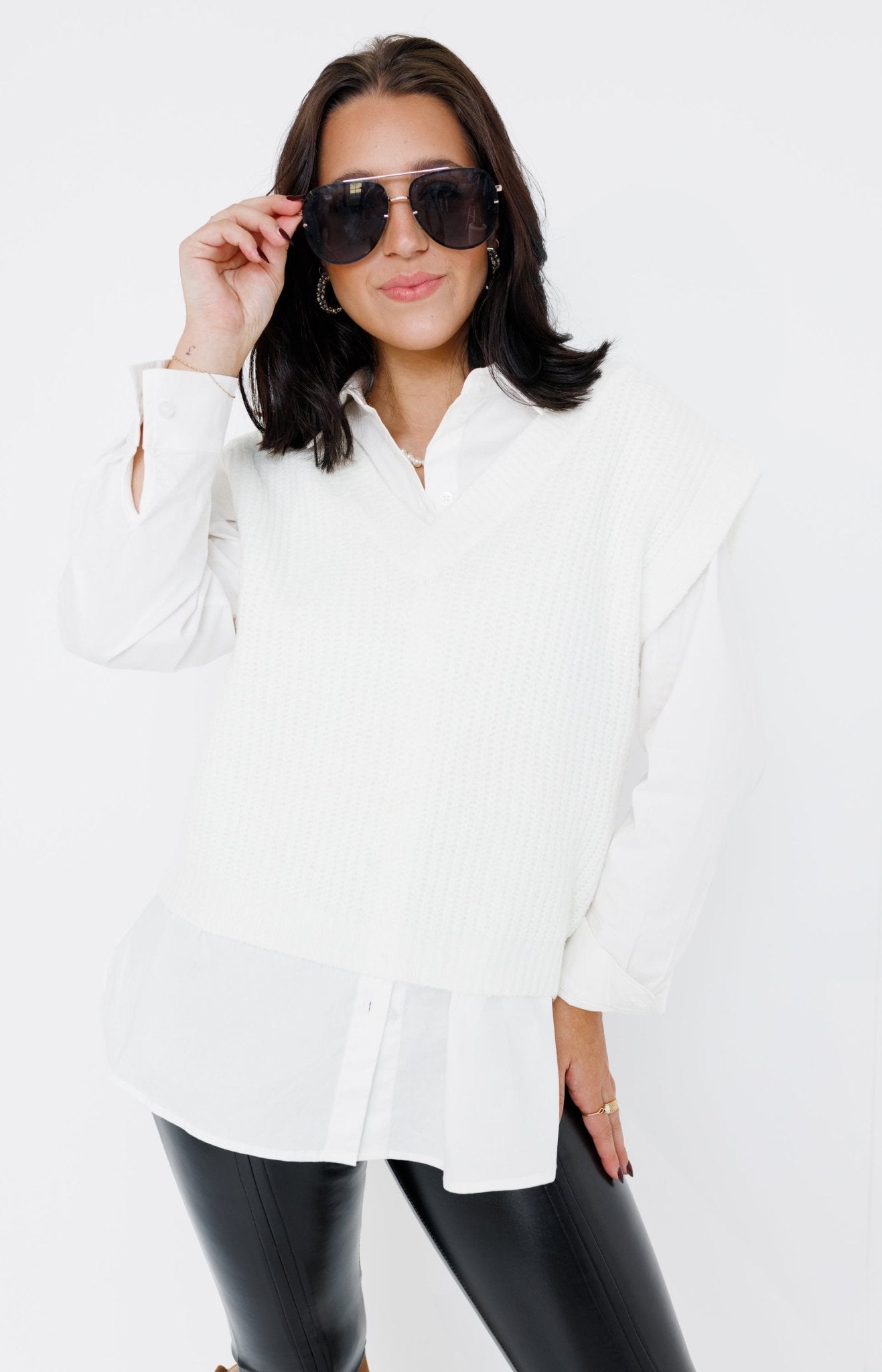 Sassy Comfort Sweater Vest, OFF WHITE - HerringStones