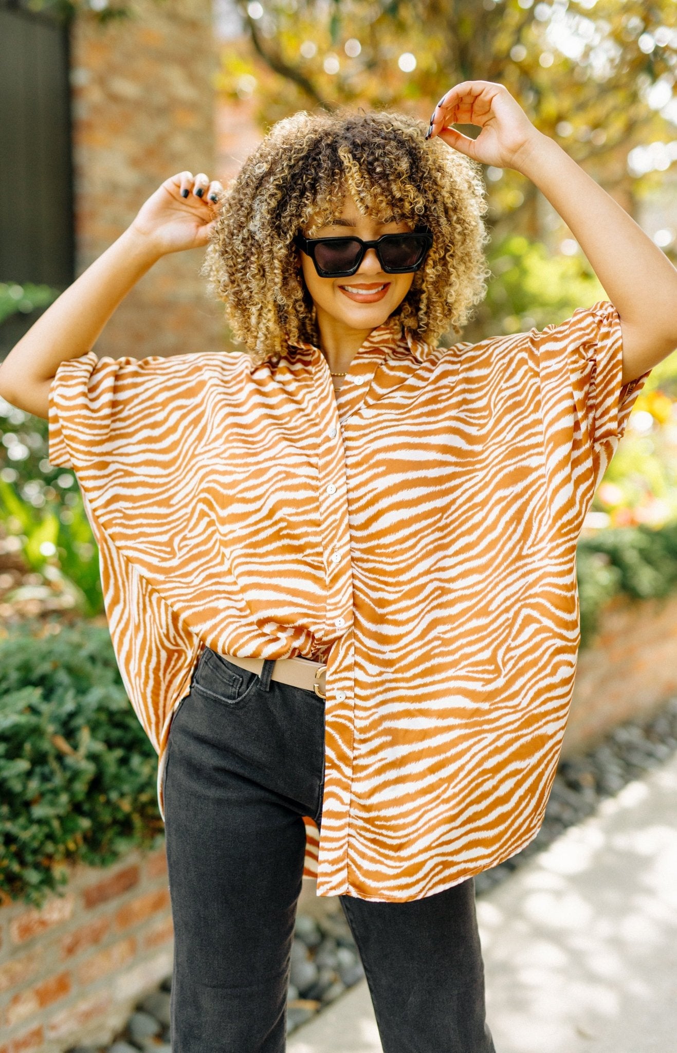 Sophisticated Allure Button Down Top, NAKED ZEBRA Gameday - 40