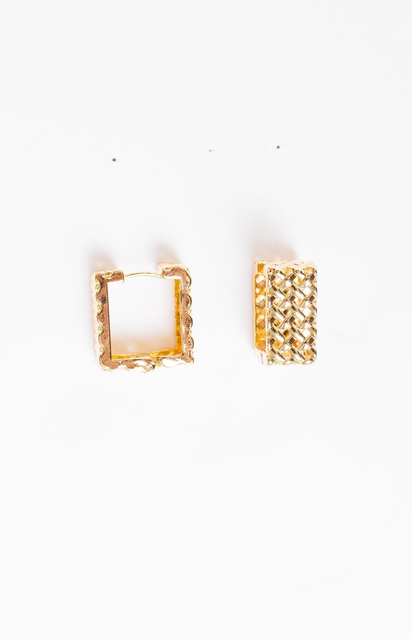 Square Detailed Earrings, GOLD Earrings - 56E