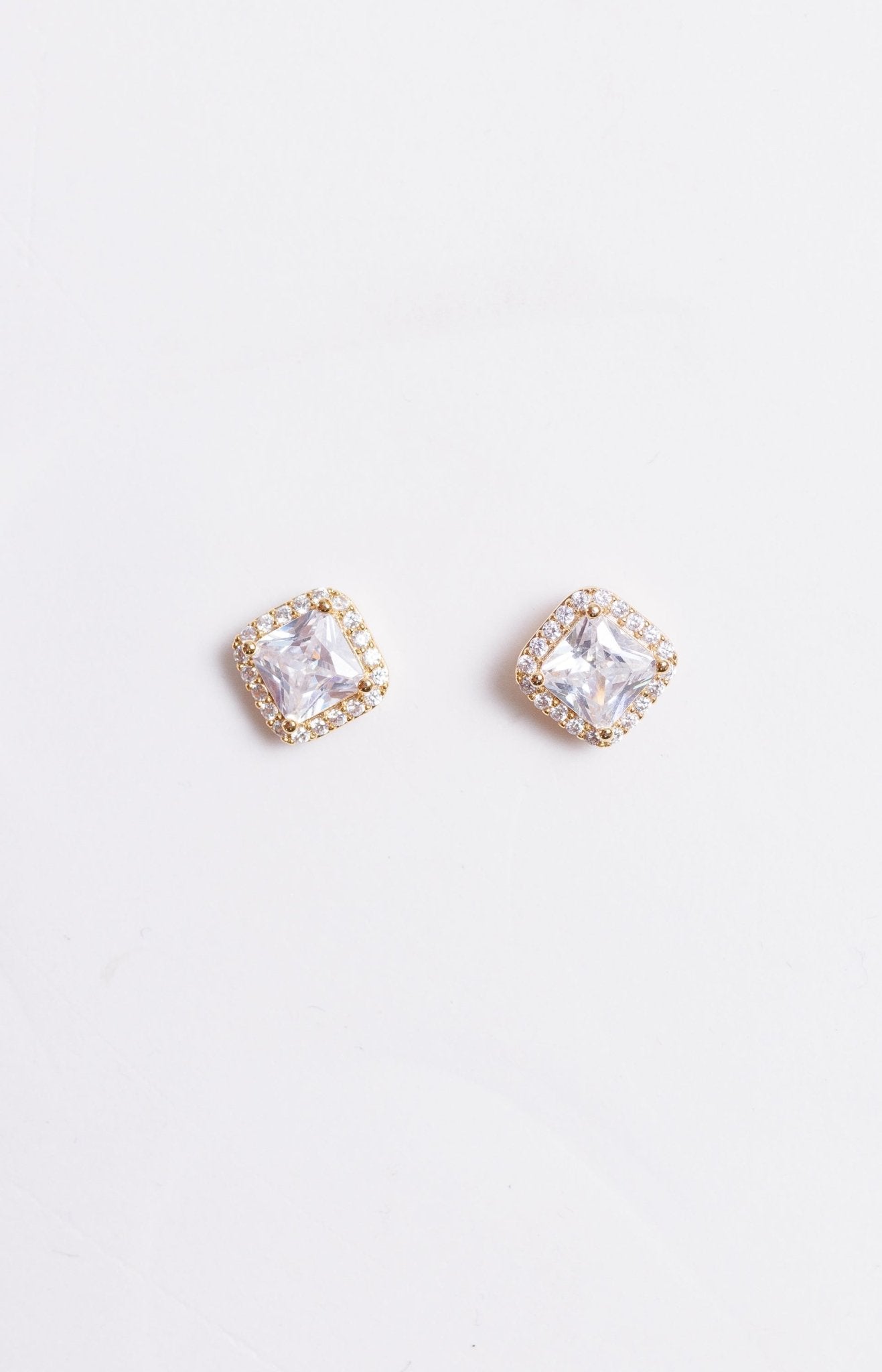Square Pendant Stud Earrings, GOLD Earrings - 56E