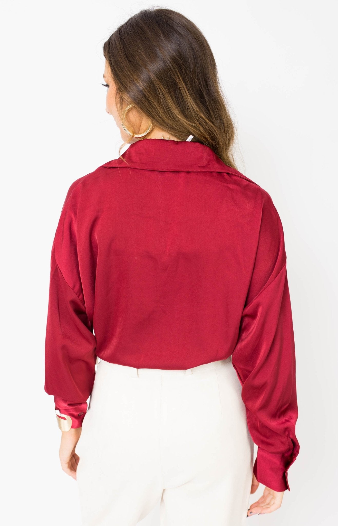 Style Icon Button Down Top, BURGUNDY - HerringStones