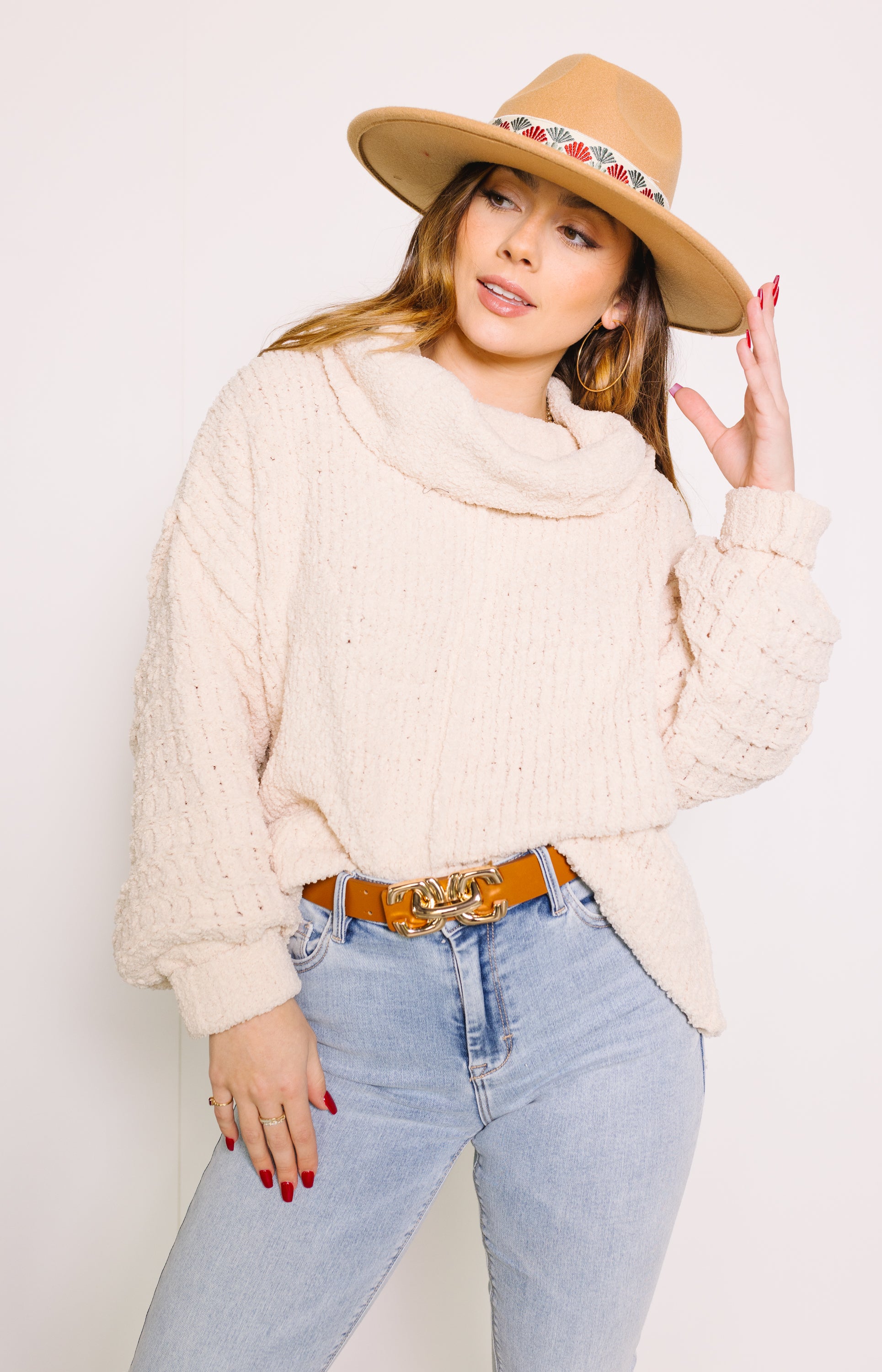 Liv Cowl Neck Sweater, LIGHT TAUPE