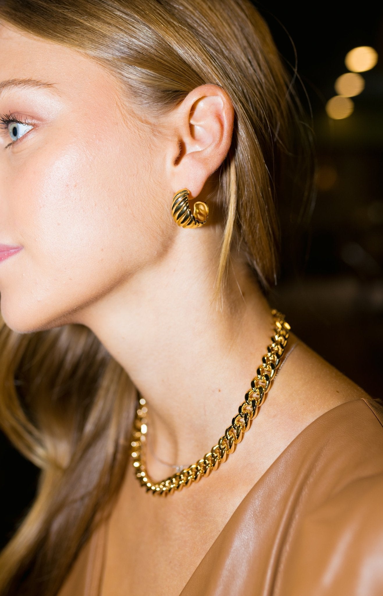 Thick Gold Plated Huggie Earrings, GOLD - HerringStones