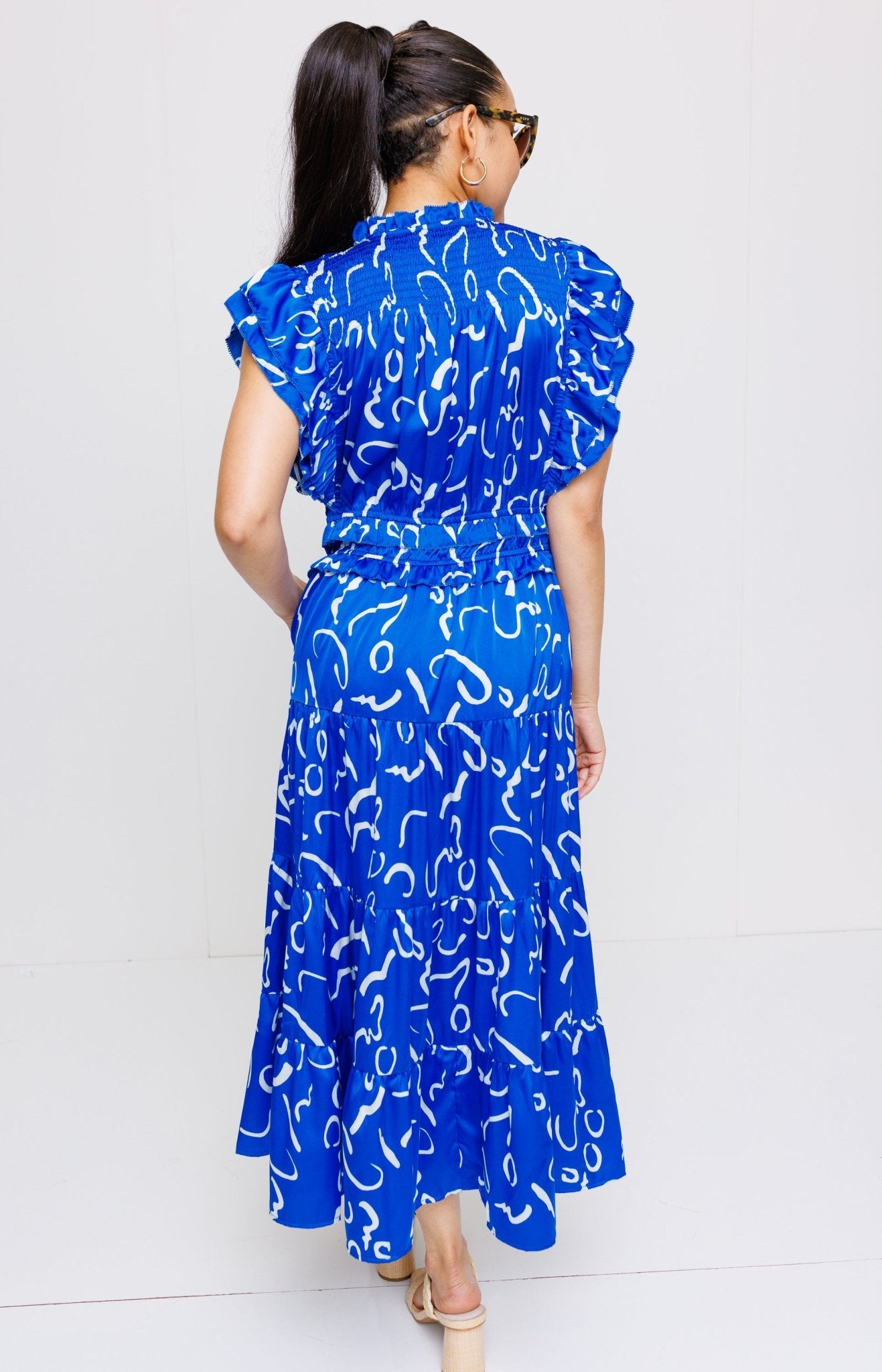 THML: Serpentine Sway Maxi Dress, BLUE - HerringStones