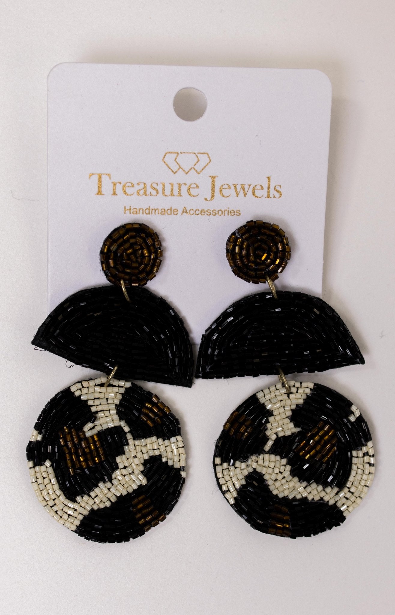 Treasure Jewels: Wild Print Earrings, GOLD/BLACK - HerringStones