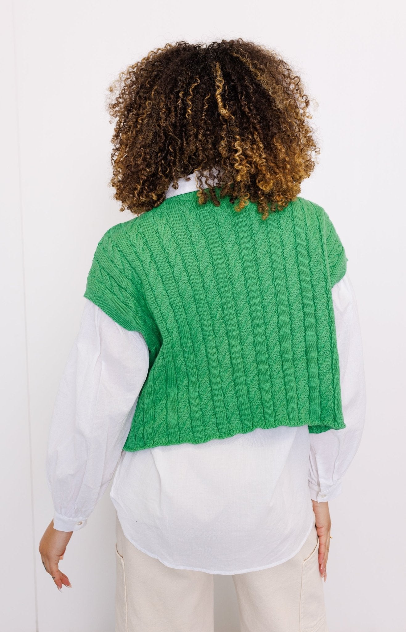 Whimsy Sweater Vest Top, GREEN - HerringStones