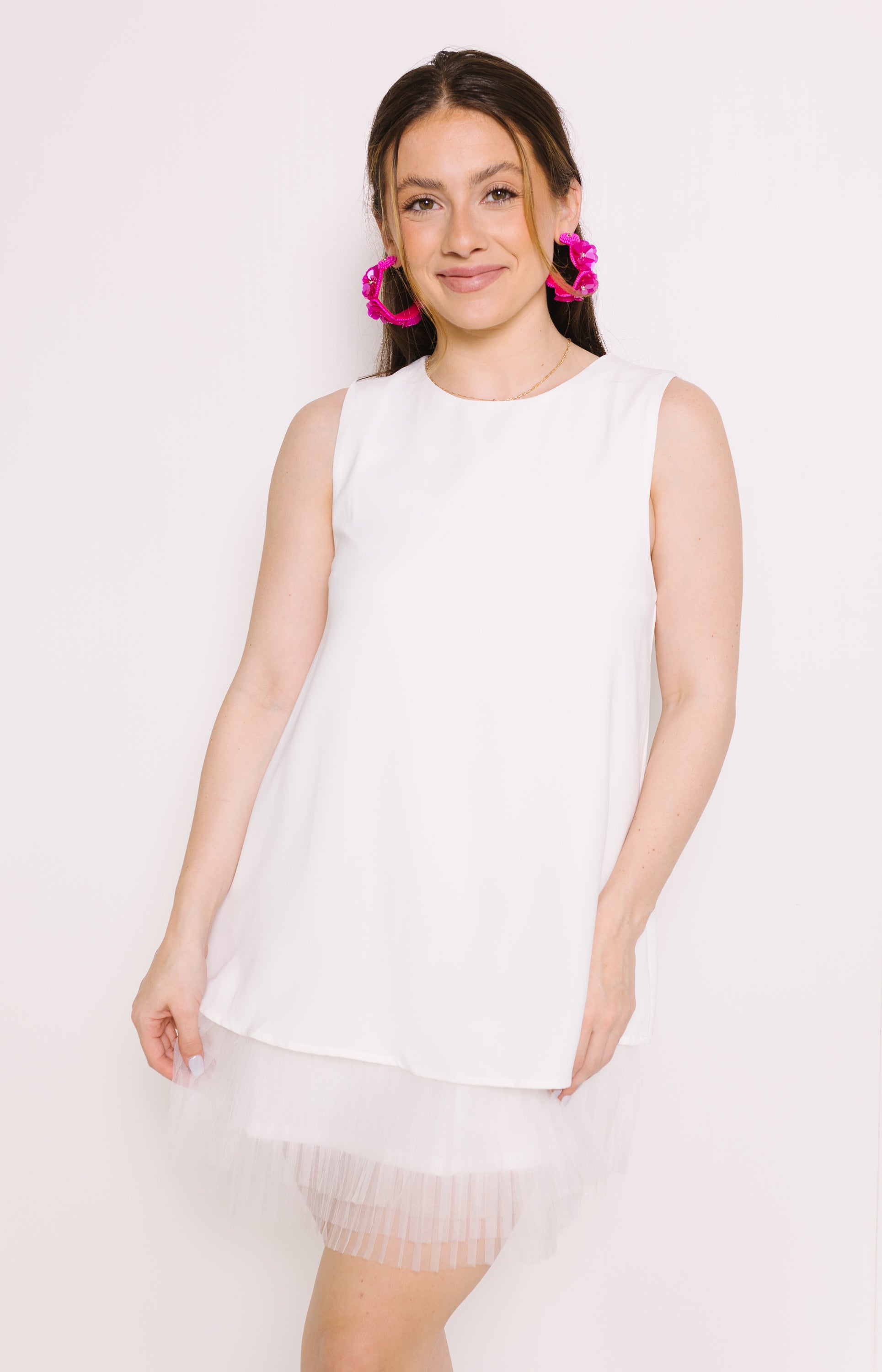 She's The One Sleeveless Tiered Dress, WHITE