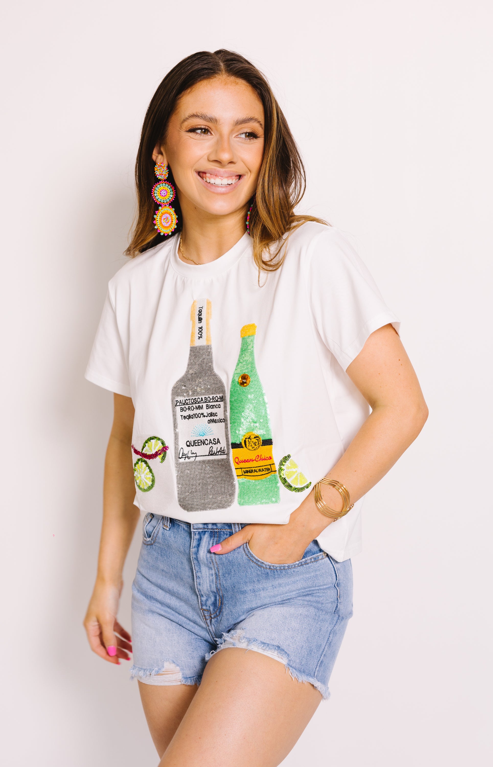 Queen Of Sparkles: Ranch Water Tee, WHITE