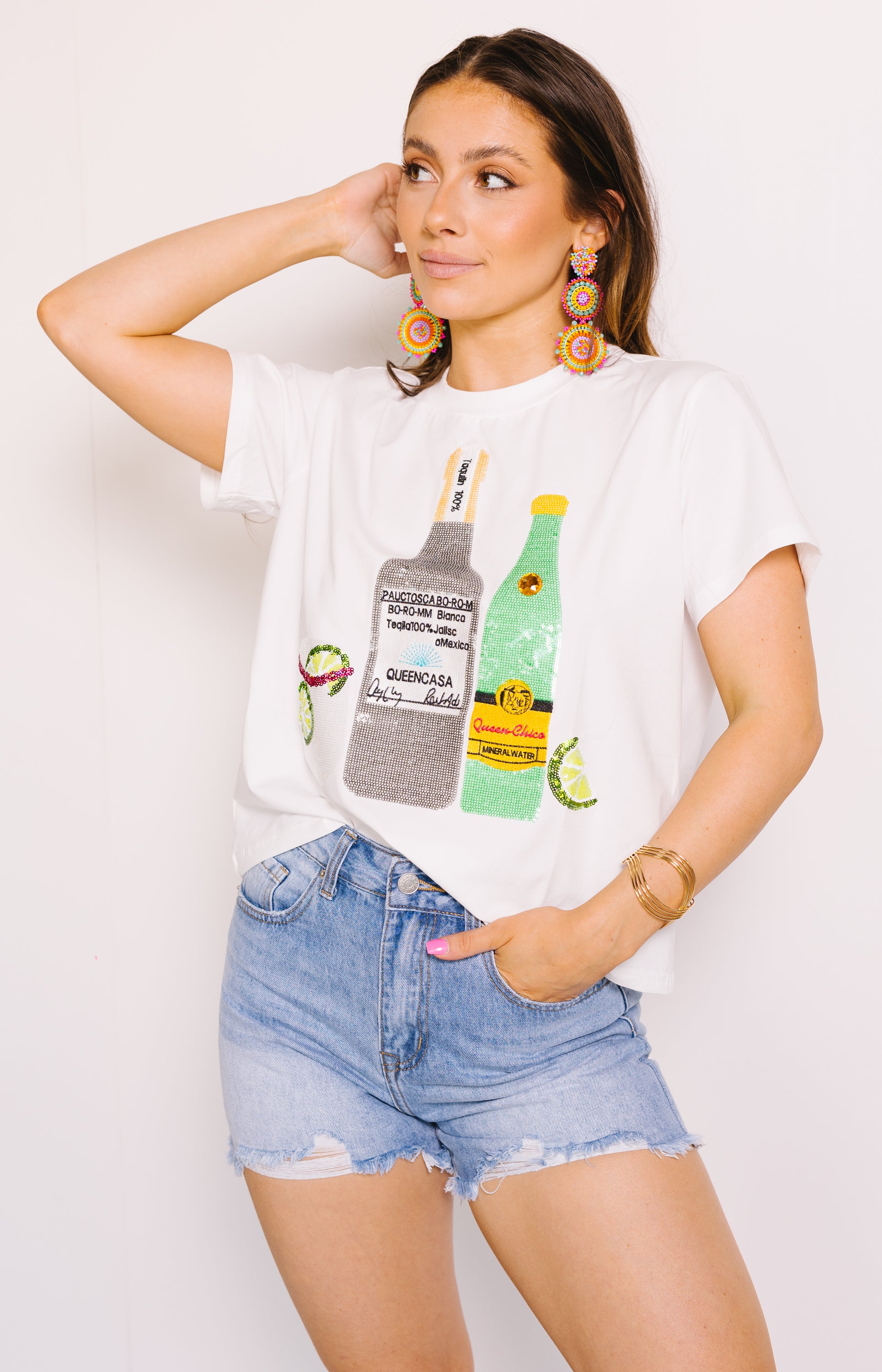Queen Of Sparkles: Ranch Water Tee, WHITE